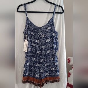 Lagaci Navy and White Patterned Romper